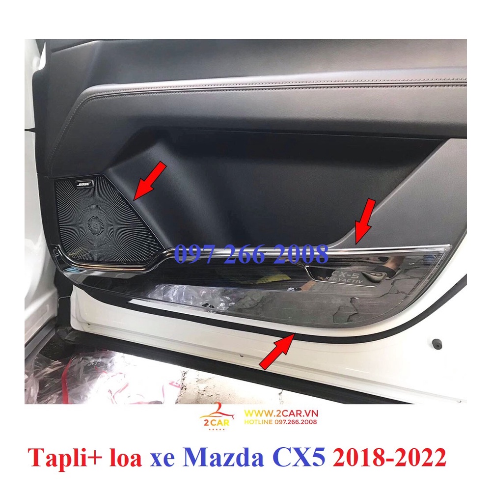 Ốp Tapli, màng loa cánh cửa xe Mazda CX5, CX-5 2018- 2022, 2023 Ốp chống xước cánh cửa, Hàng TiTan Cao Cấp
