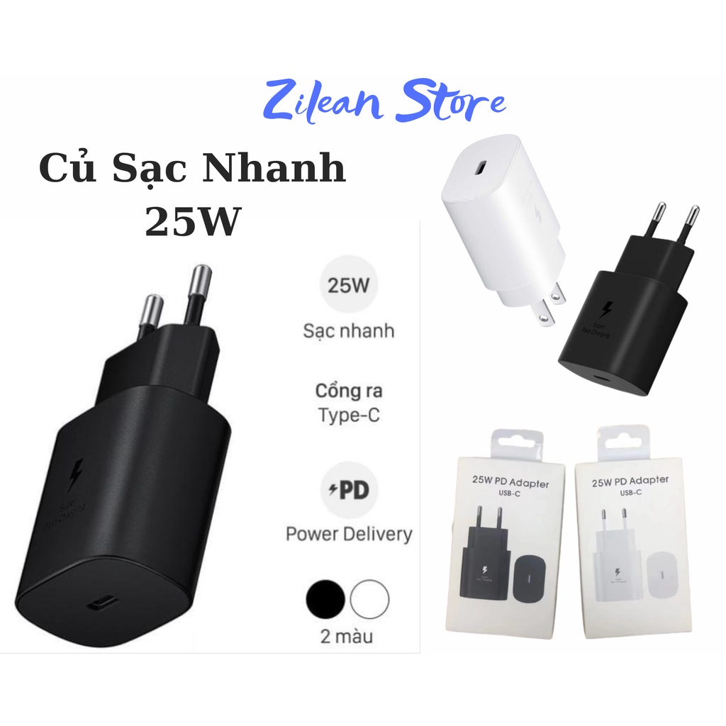 Bộ sạc nhanh 25w,Củ sạc,Cáp sạc USB,Type-C cho các dòng máy SamSung,Iphone,Oppo,Pixel,Xiaomi...Zilean Store
