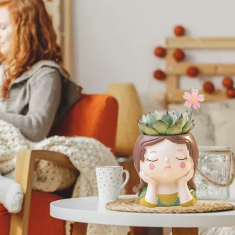 Khuôn Silicone Dùng Làm Chậu Hoa DIY Hình Bé Gái Dễ Thương