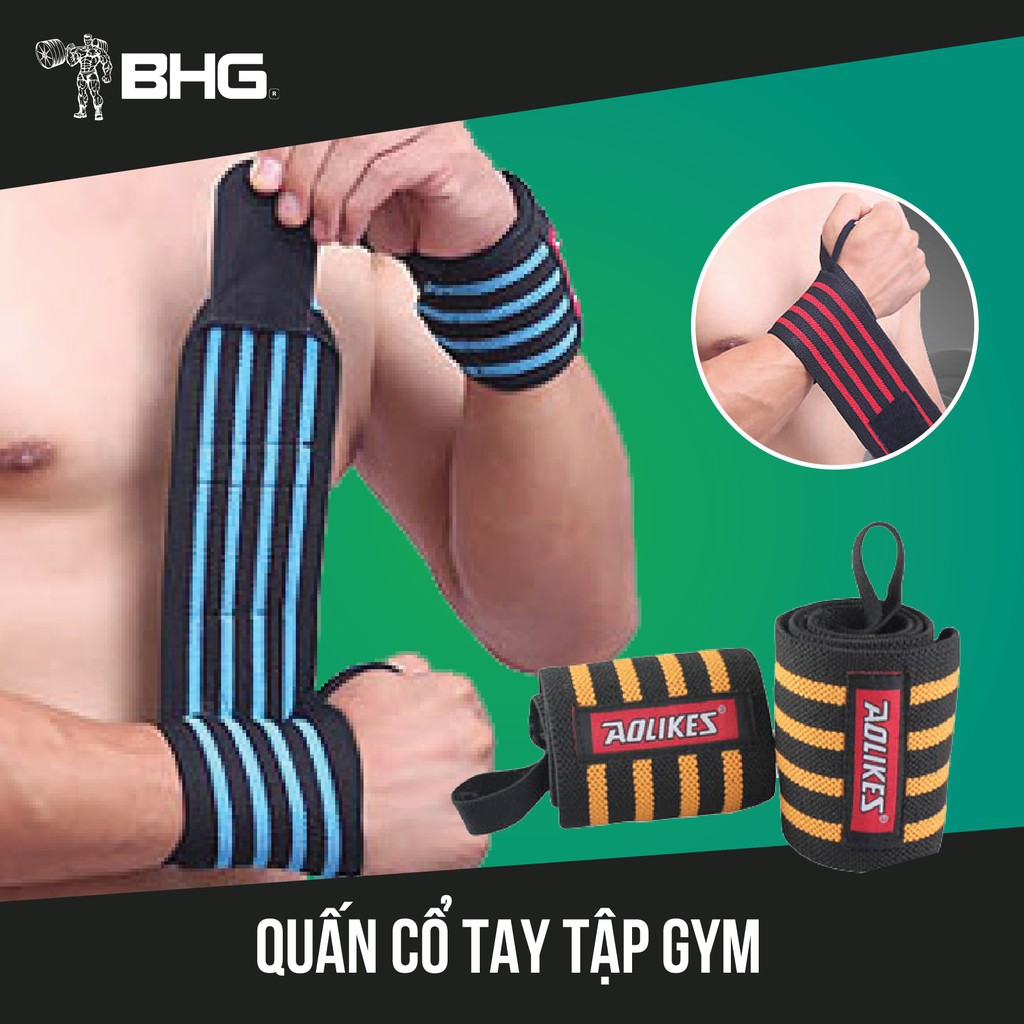 Đôi Băng Quấn Cổ Tay, Đai Bảo Vệ Cổ Tay Tập GYM Aolikes Ann Gym Store size 60cm x 8cm
