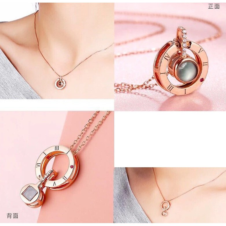 Dây chuyền bạc S925 Ý mặt tròn đính ngọc chiếu sáng - Vòng cổ nữ đính ngọc siêu xinh