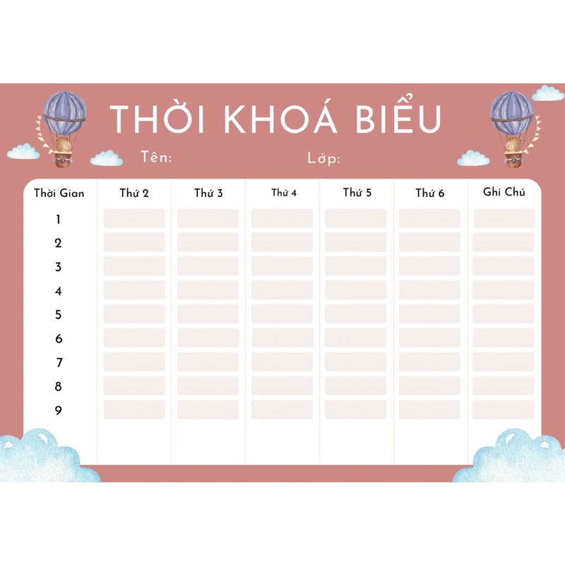 Thời Khoá Biểu Thiết Kế - Khí Cầu