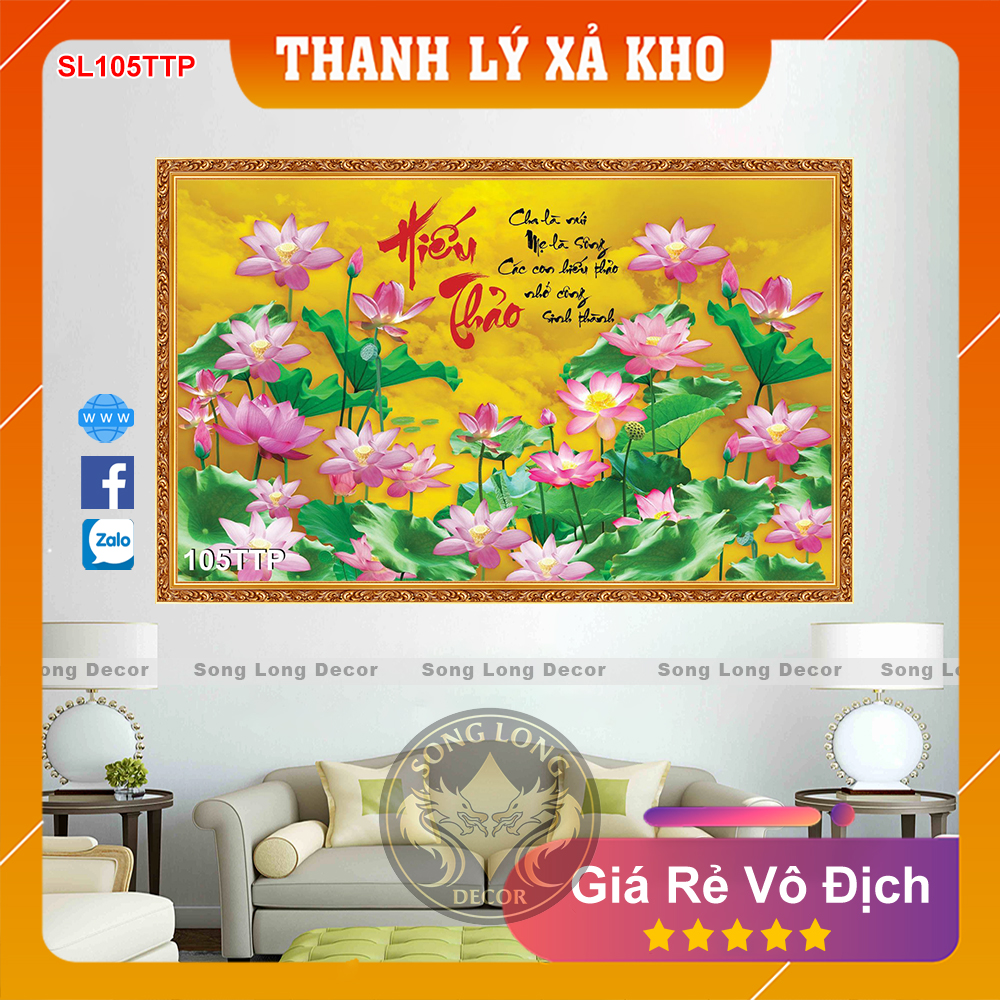 Tranh Dán Tường Chữ Hiếu Thảo- SL105TTP-Tranh 3d Thư Pháp - Song Long Decor
