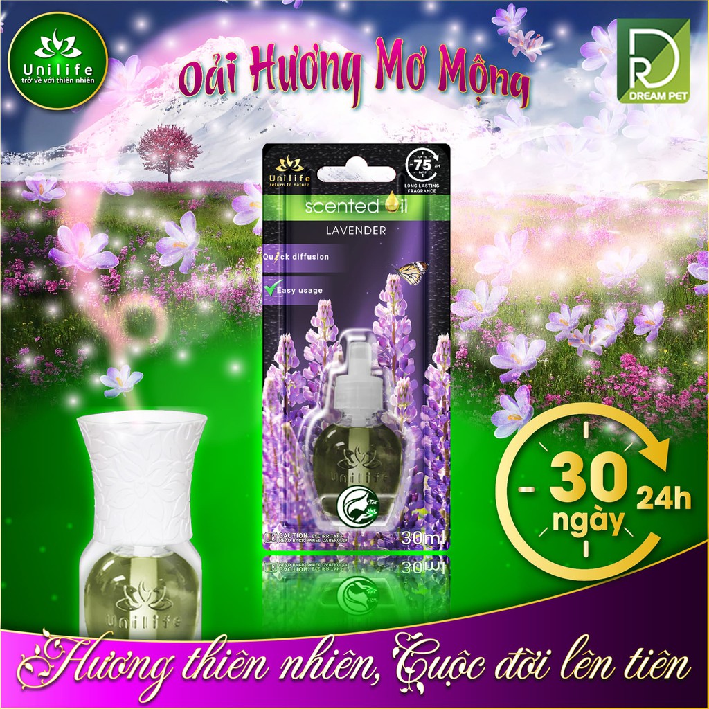 [ CHÍNH HÃNG ] Tinh dầu Lavender nguyên chất ❄chai 30ml❄ tinh dầu thiên nhiên hoa Oải Hương nguyên chất Unilife