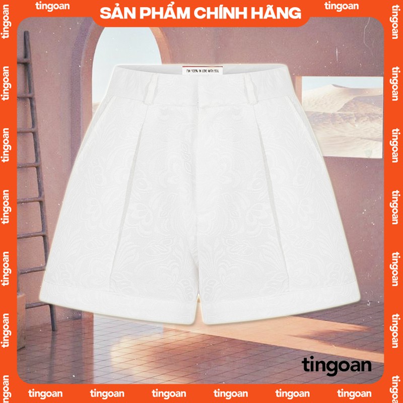 Quần short cạp cao gập gấu vải gấm trắng tingoan LIBRA SHORT /WH