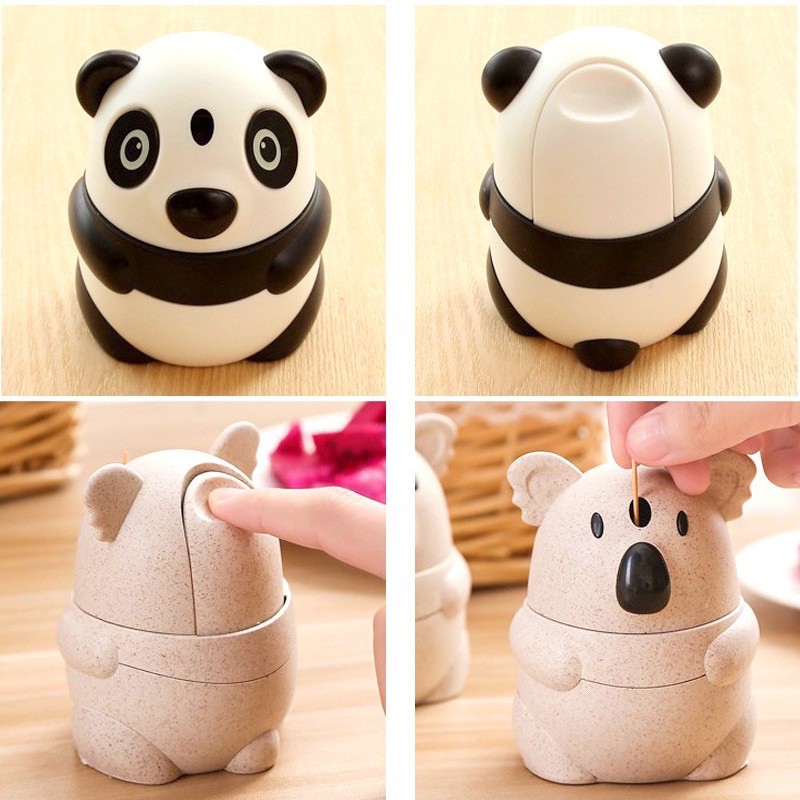 [Giá Hủy Diệt] Hộp Đựng Tăm Hình Con Gấu Dễ Thương Có Nút Bật Tự Động, Lọ Đựng Tăm Xỉa Răng Con Gấu Thông Minh - MS1099