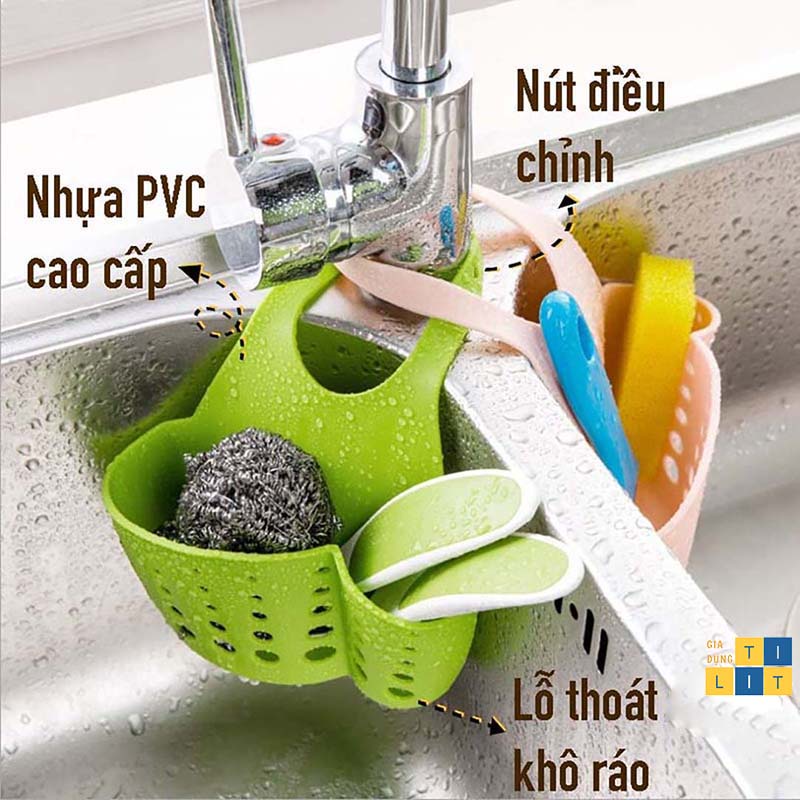 Giỏ phơi ráo treo vòi nước rửa chén tiện dụng (Giỏ Treo Bồn Rửa)