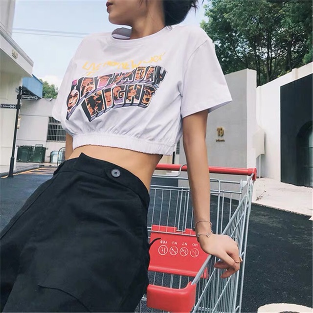 sẵn đen sz s áo croptop bo eo