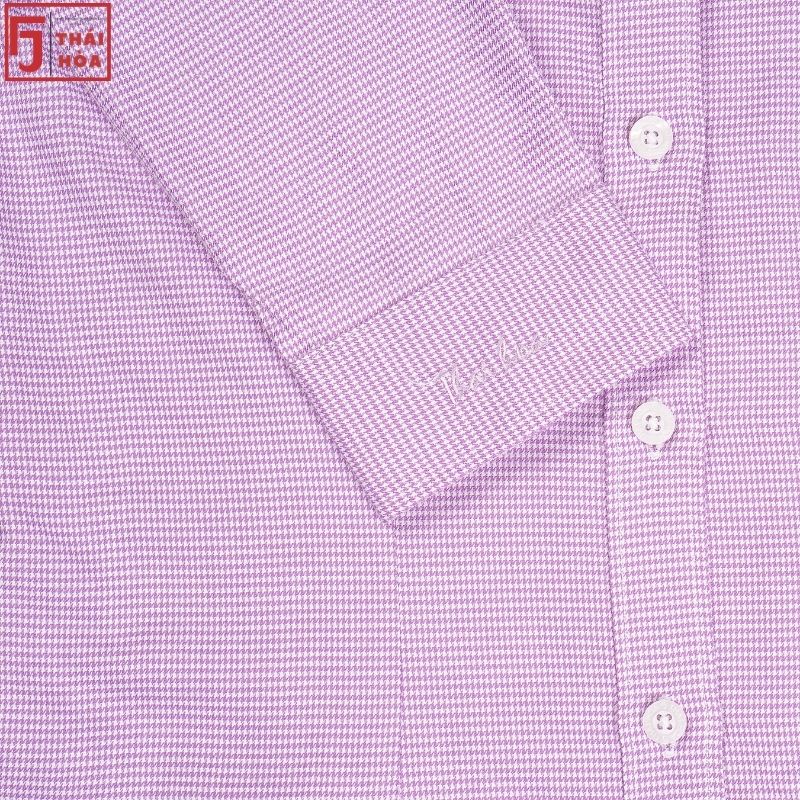 Áo sơ mi nữ Thái Hoà caro nhuyễn công sở kiểu đẹp cotton màu tím 65-05-01