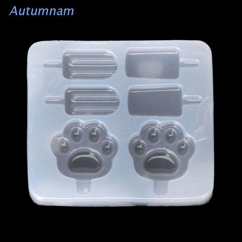 Khuôn Silicon Làm Kem Que Tạo Hình Chân Mèo Dễ Thương
