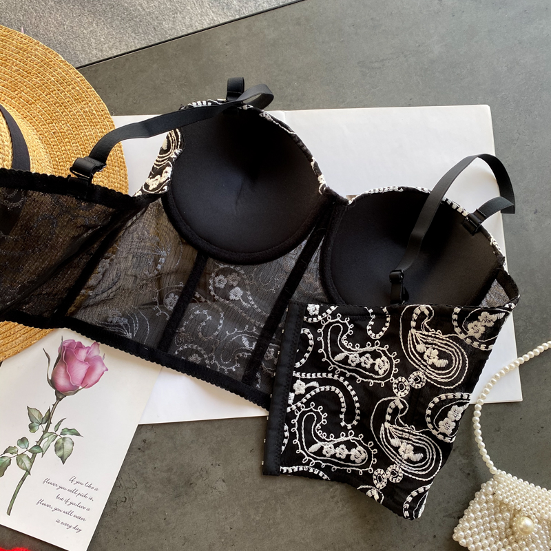 Áo lót hai dây IELGY thêu hoa phong cách cổ điển thời trang size nhỏ dành cho nữ