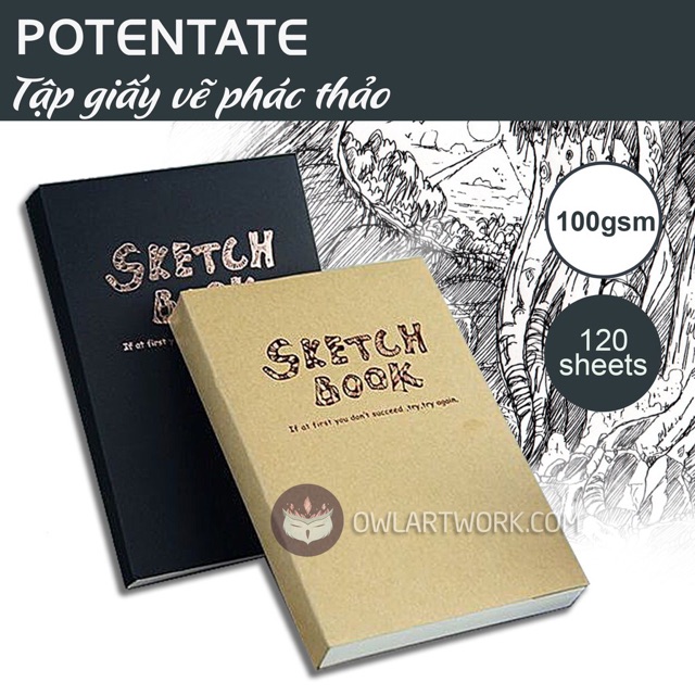 Sổ vẽ POTENTATE SKETCHBOOK A5/A4 100gsm (120tờ, smooth)