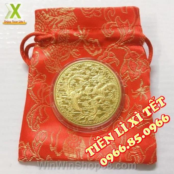 [Trợ Giá] Đồng xu Long Phụng sum vầy may mắn phong thủy tài lộc