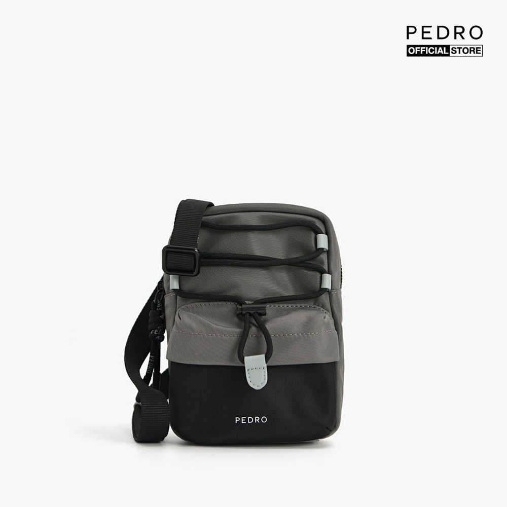 PEDRO - Túi đeo chéo nam chữ nhật phối dây rút Mini Nylon PM2-25210193-01