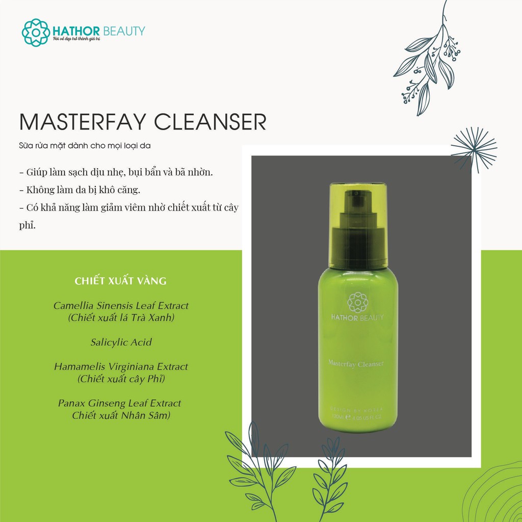 [ 𝐂𝐮̛̉𝐚 𝐇𝐚̀𝐧𝐠 𝐂𝐡𝐢́𝐧𝐡 𝐇𝐚̃𝐧𝐠] Sữa Rửa Mặt Cho Da Mụn- Masterfay Cleanser 120ml| 𝐇𝐚𝐭𝐡𝐨𝐫 𝐁𝐞𝐚𝐮𝐭𝐲