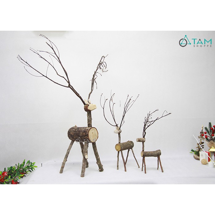 Mô hình tuần lộc gỗ cành cây cỡ lớn X-TLBIG-02