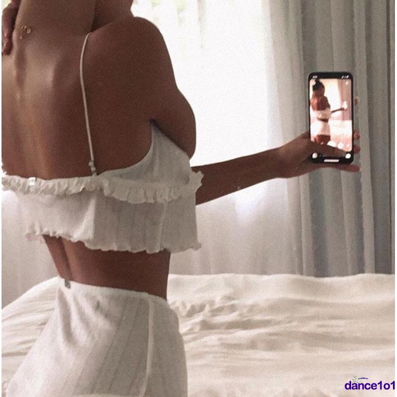 Áo Lửng Hai Dây Cổ Chữ V Quyến Rũ Dành Cho Nữ