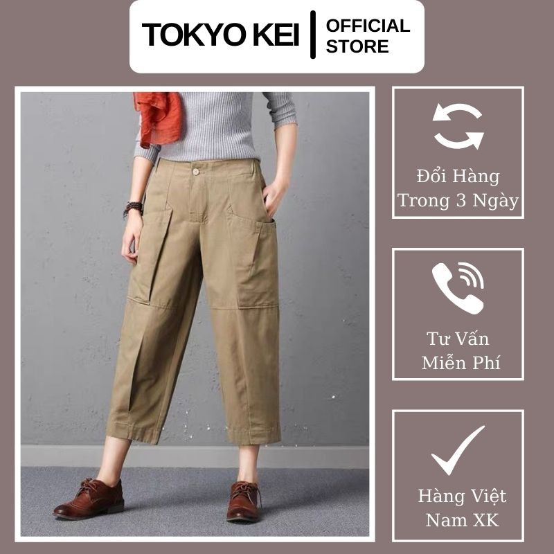 Quần Baggy Ống Rộng TOKYO KEI 💖FREESHIP💖 Quần Jogger Túi Hộp Dáng Rộng Màu Nâu Đen, Đủ Size S M L TQH63