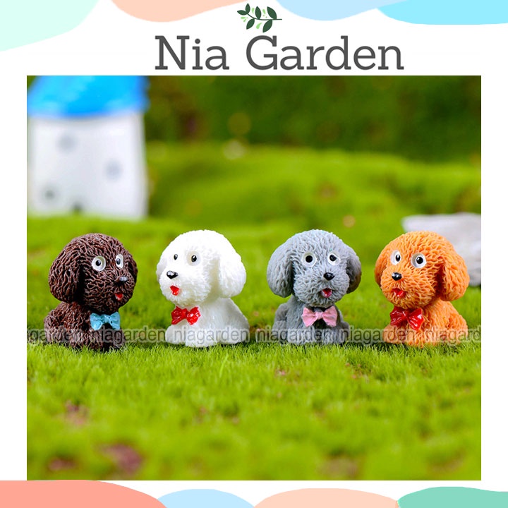 Tiểu cảnh trang trí chậu cây vườn terrarium bể cá mô hình chó Poodle mini Nia Garden N5