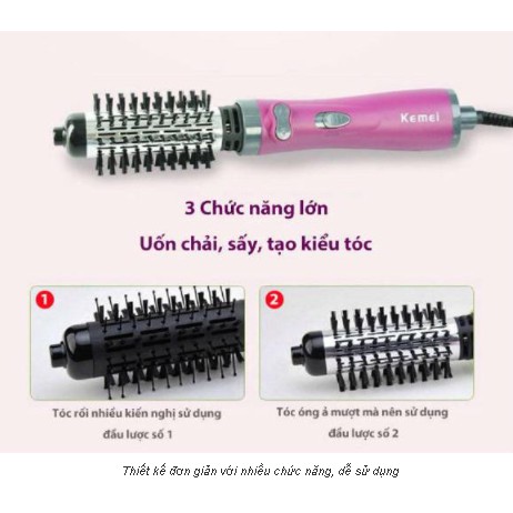 Lược điện sấy xoay 360 độ Kemei-KM813