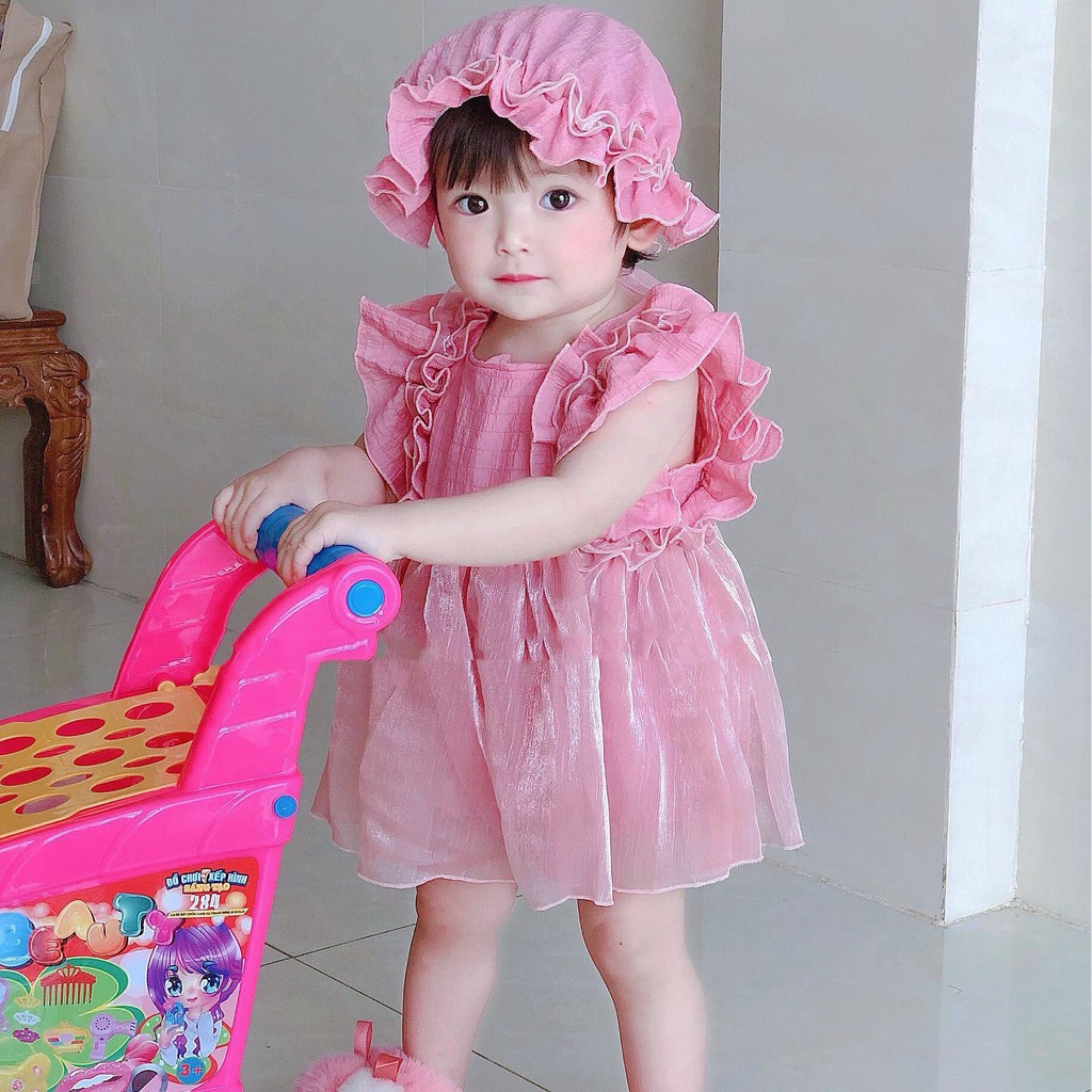 Set Bodysuit váy công chúa thiết kế cho bé, bộ áo liền váy tiểu thư tặng kèm nón xinh xắn - Riokids