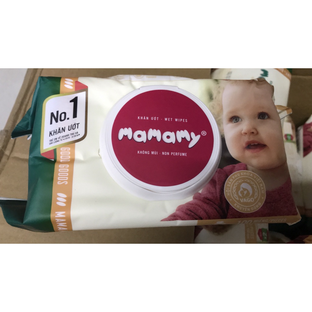 Khăn ướt không mùi ngăn ngừa rom rẩy cho bé MAMAMY 100 tờ