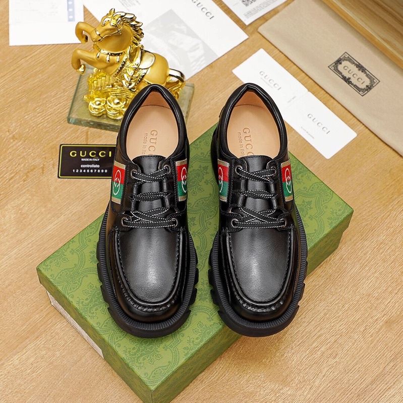 Giày oxfords buộc dây mẫu mới cho nam thương hiệu Gucci GG/GC cao cấp da thật