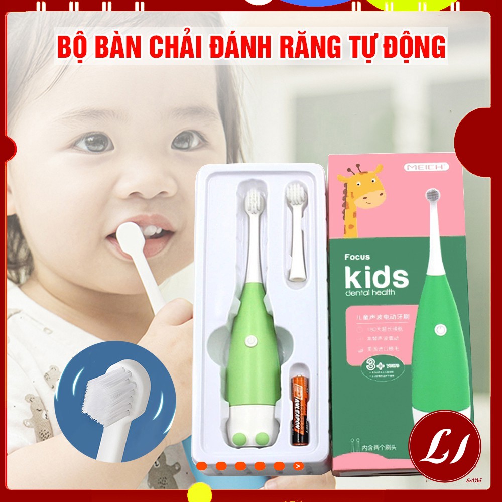 Bộ Máy đánh răng tự động KIDS/ Bàn chải điện cho bé đầu mềm- QATE0110
