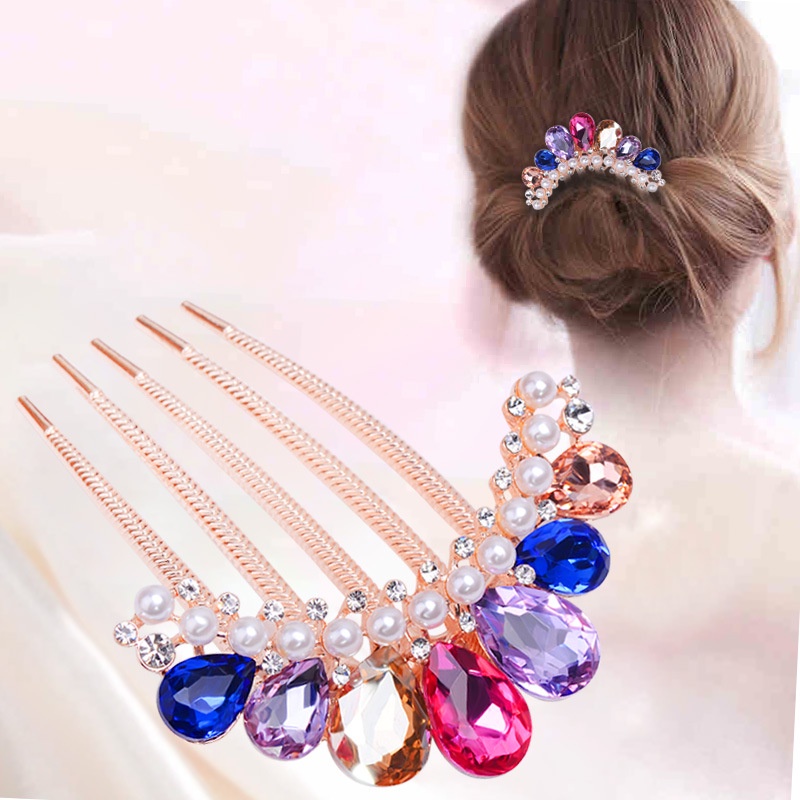 Lược Cài Tóc Kim Loại Hình Nơ Đính Đá Nhiều Kiểu Dáng Phong Cách Hàn Quốc