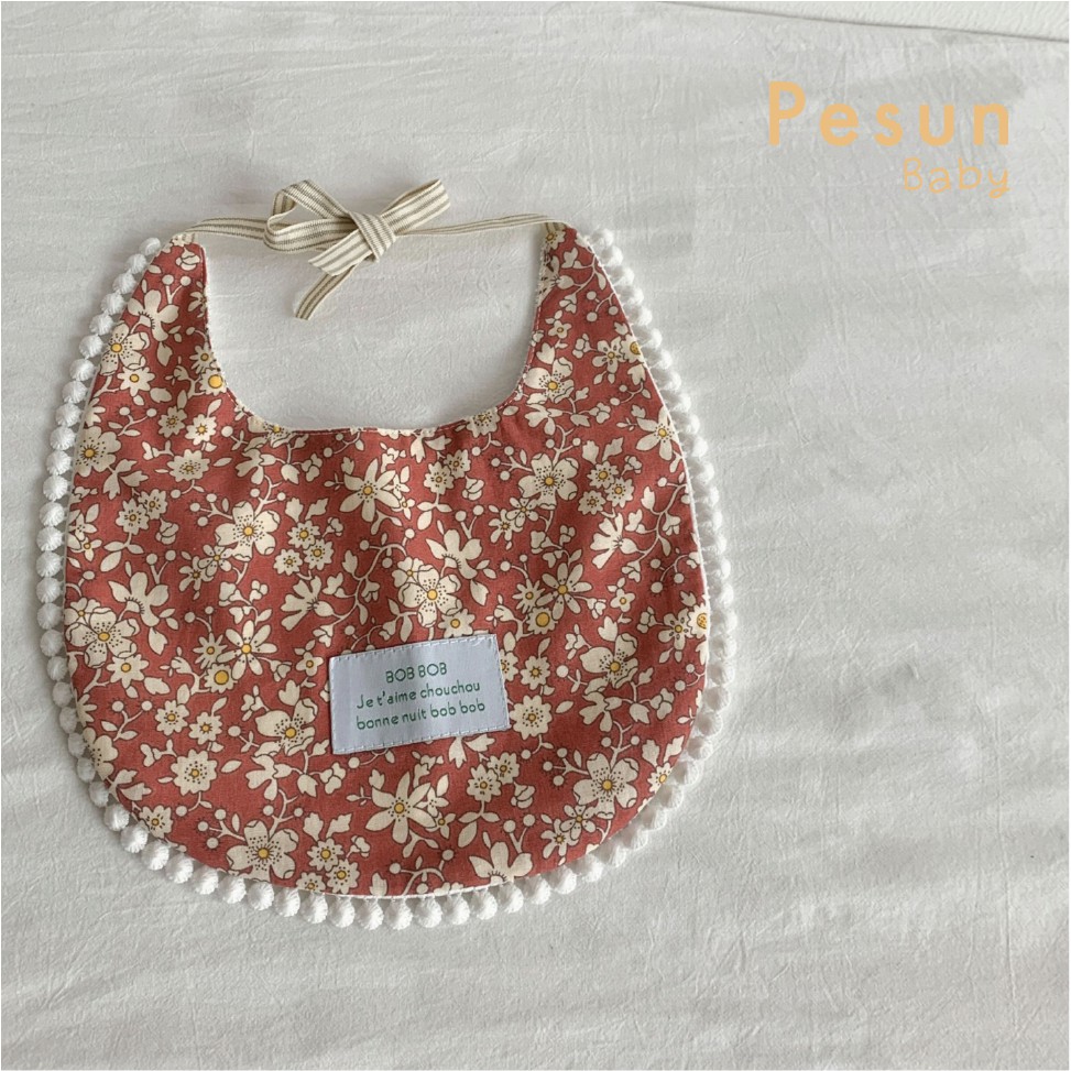 Khăn yếm dãi cao cấp cho bé 1-2 tuổi Hàn Quốc 100% Cotton hình hoa dễ thương