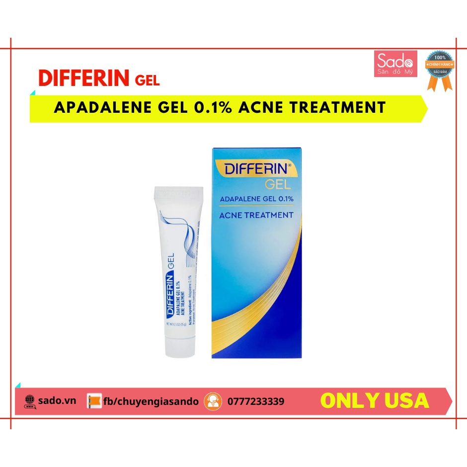 Kem giảm mụn Differin Gel Adapalene Gel 0.1% Acne Treatment bản Mỹ