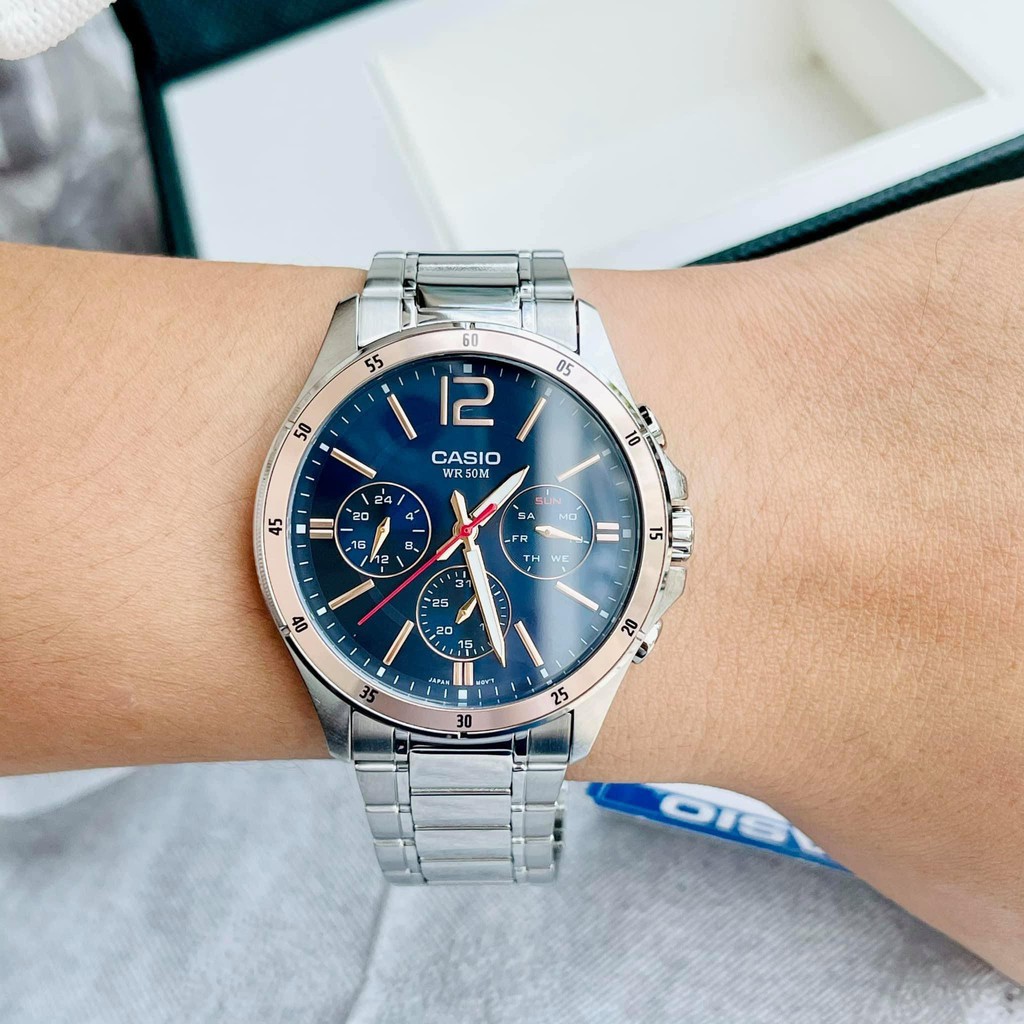 Đồng Hồ Casio Nam MTP-1374 6 Kim Chính Hãng