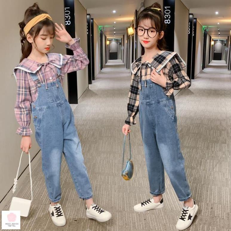 Đồ bộ dài cho bé gái ☑️Set yếm thời trang bé gái 10 tuổi☑️ bộ đồ bé gái size đại 40kg, 30kg, 35k