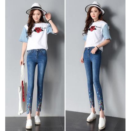 Quần jeans giá rẻ FREE SHIP Quần jean ống bó dài nữ cao cấp-Quần bò nữ hàng quảng châu mẫu mới nhất Q19