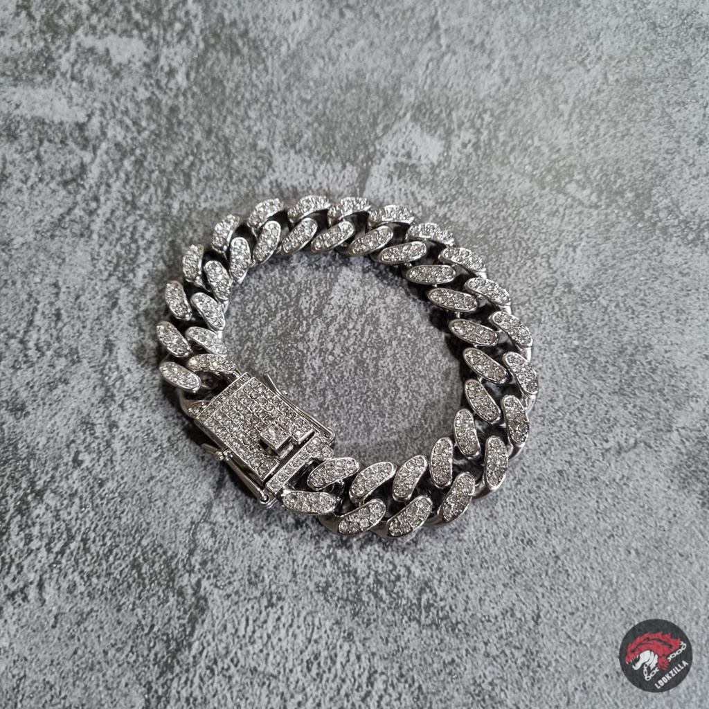 Lắc tay hiphop cuban hợp kim đá CZ Miami Cuban Link 12mm