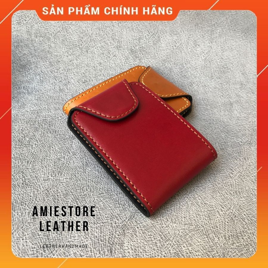 [ Rẻ Nhất ] Ví Sen Da Bò - Da Pullup Màu Đỏ - Amiestore