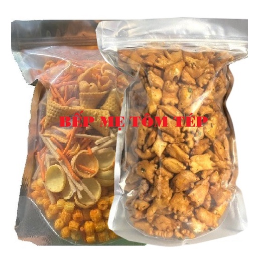 Combo 500gram snack tá lả và 500gr cua mắm hành giòn tan