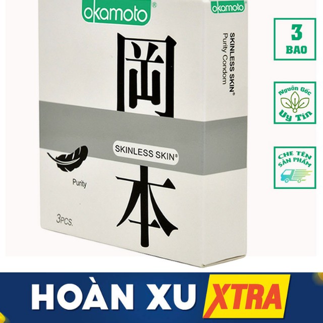 Bao Cao Su Okamoto Skinless Skin Purity Không Mùi Tinh Khiết Hộp 3 Cái