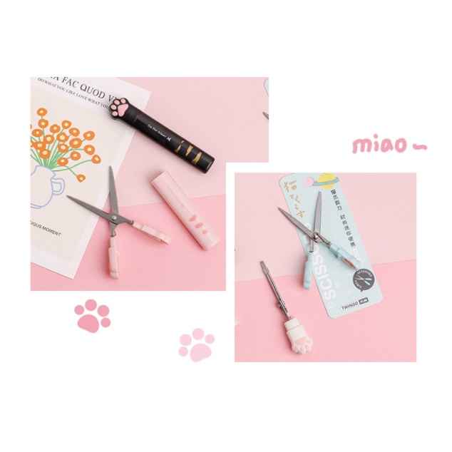 Kéo cắt giấy cầm tay, kéo bấm hình chân mèo dễ thương