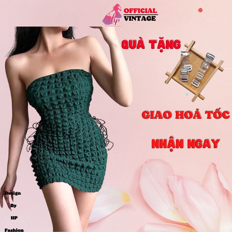 Đầm ống khoét eo đan dây nữ, váy quây ngực dáng ngắn body sang chảnh dự tiệc hàn quốc mã VD322