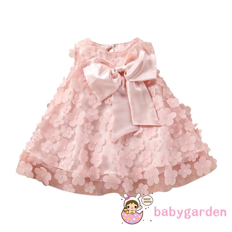 Đầm Lưới Không Tay Màu Trơn In Hoa Xinh Xắn Cho Bé Gái 3 Tháng Tuổi