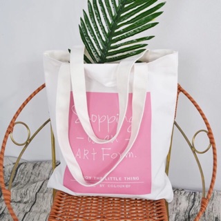 Túi vải tote bag túi toteđeo vai trắng hồng