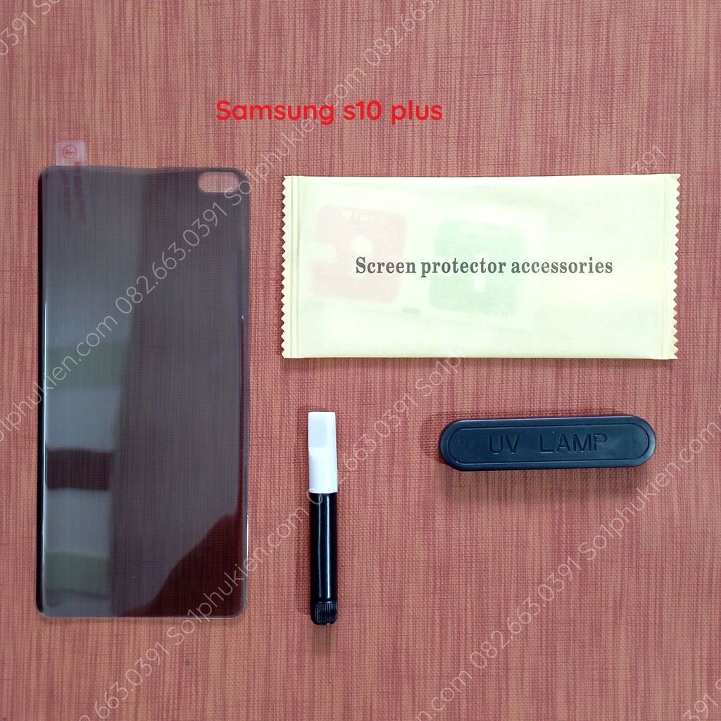 Kính cường lực chống nhìn trộm Samsung Note 10+ (Plus)/ S10+ (plus) loại keo viền và loại UV full bo cong, full phụ kiện
