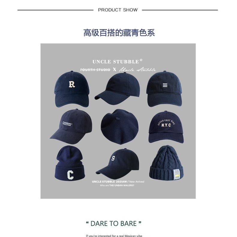 Mũ beret Dệt Kim Mềm Mại Màu Xanh navy Đậm Thời Trang Cho Nam Và Nữ