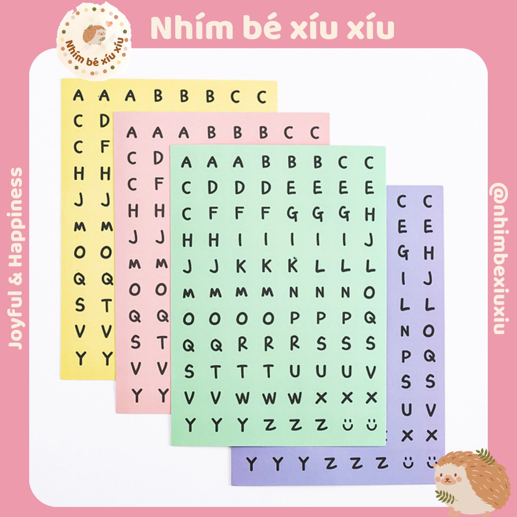 Tấm sticker in bảng chữ cái ABC/chữ số trang trí sổ tay/nhật ký (Chữ in hoa)