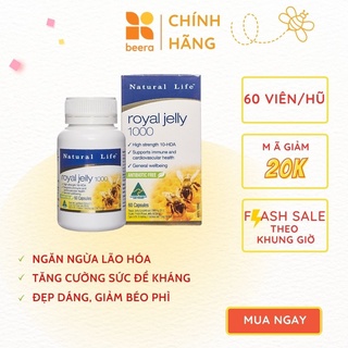 Sữa Ong Chúa Tươi Nguyên Chất 1000mg Natural Life Beera làm đẹp dáng, giảm béo phì (60 viên)
