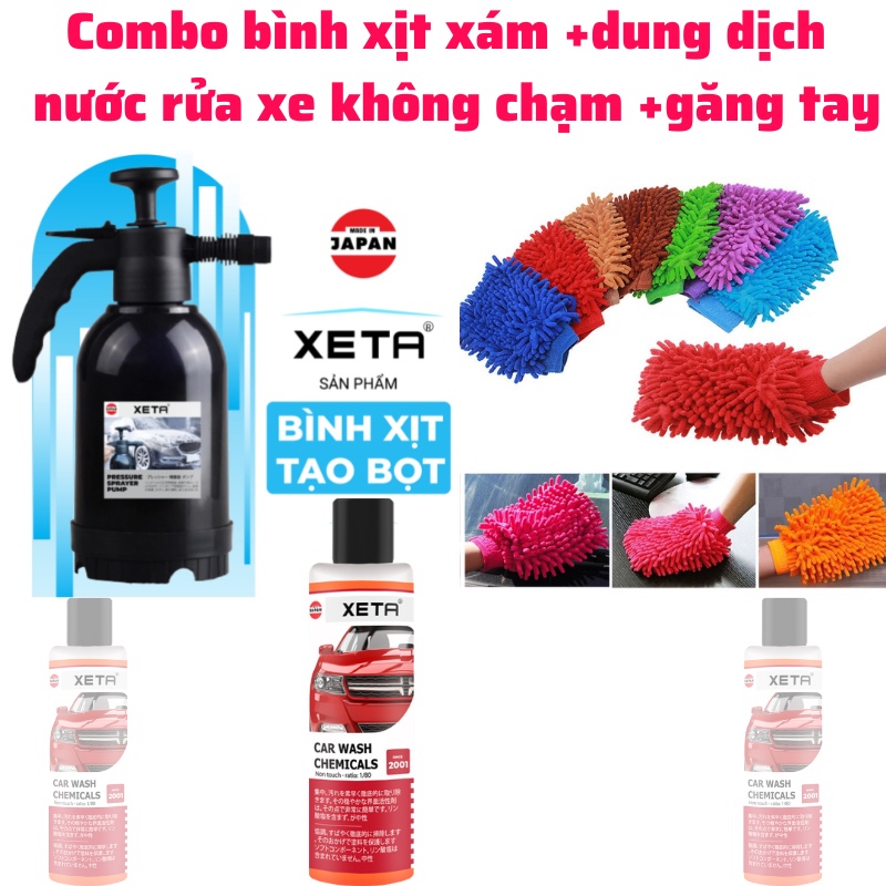 [Made in Japan ]Combo bình xịt bọt tuyết cao cấp và dung dịch rửa xe đa năng tự động không chạm, bọt ra đều, mịn.