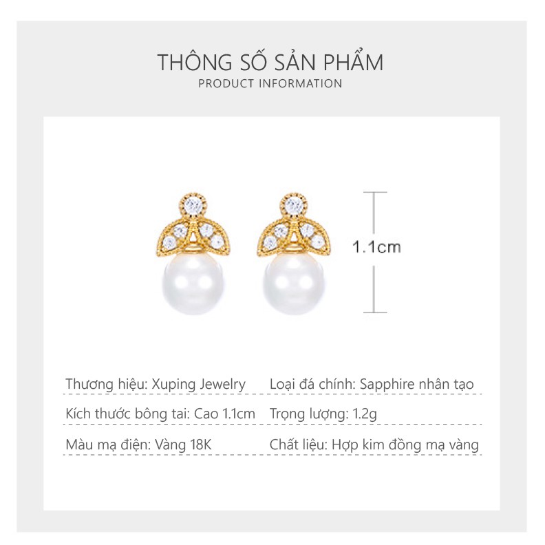 [Mã FAMAYFA2 giảm 10K đơn 50K] Bông Tai Nữ Mạ Vàng 18K, Thiết Kế Phong Cách Cổ Điển Sang Trọng - XPBT76