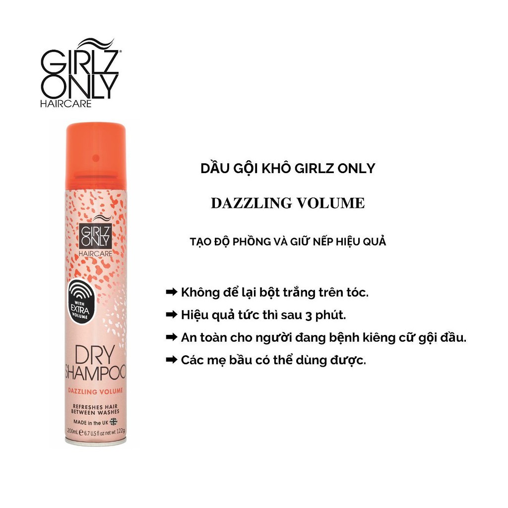 Dầu Gội Khô Girlz Only Dry Shampoo 200ml