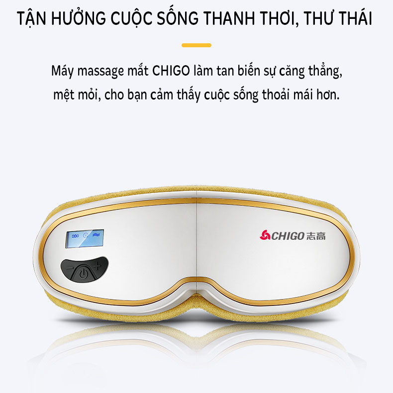 Máy Massage Mắt Thông Minh Chính Hãng CHIGO Thế Hệ Mới 2021-Kết nối Bluetooth, Massage túi Khí, Rung, Nóng